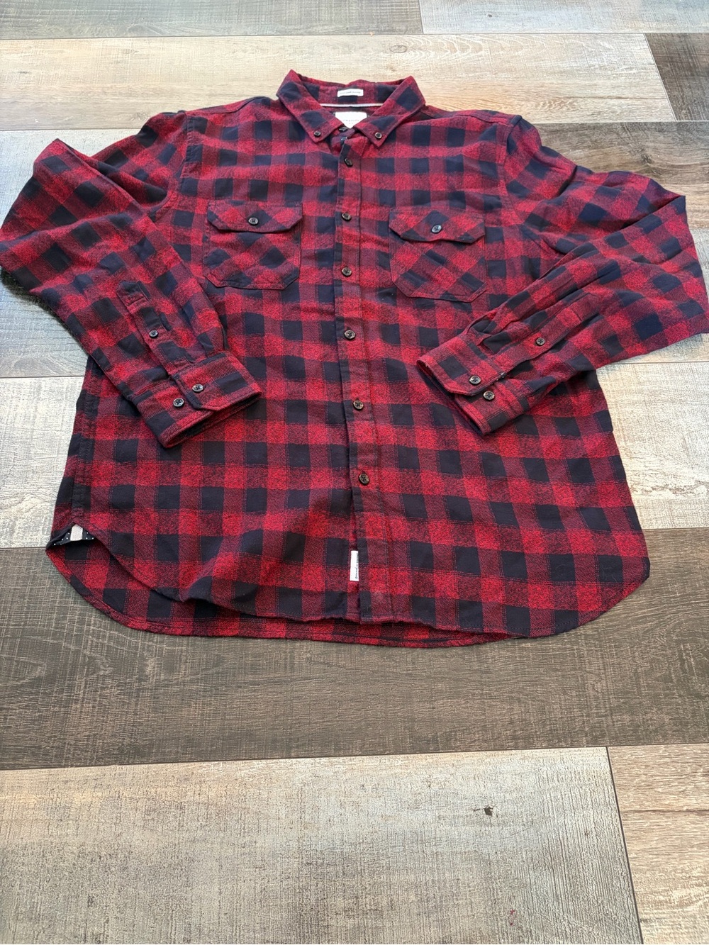 Denim & Flower Ricky Singh Red Black Buffalo Plaid Flannel Shirt